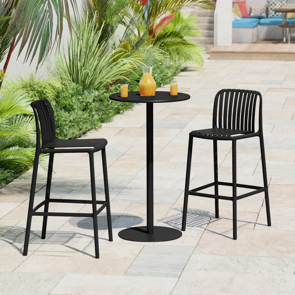 Playa 3-Piece Patio Adjustable Bar Table with Stackable Patio Bar Stools