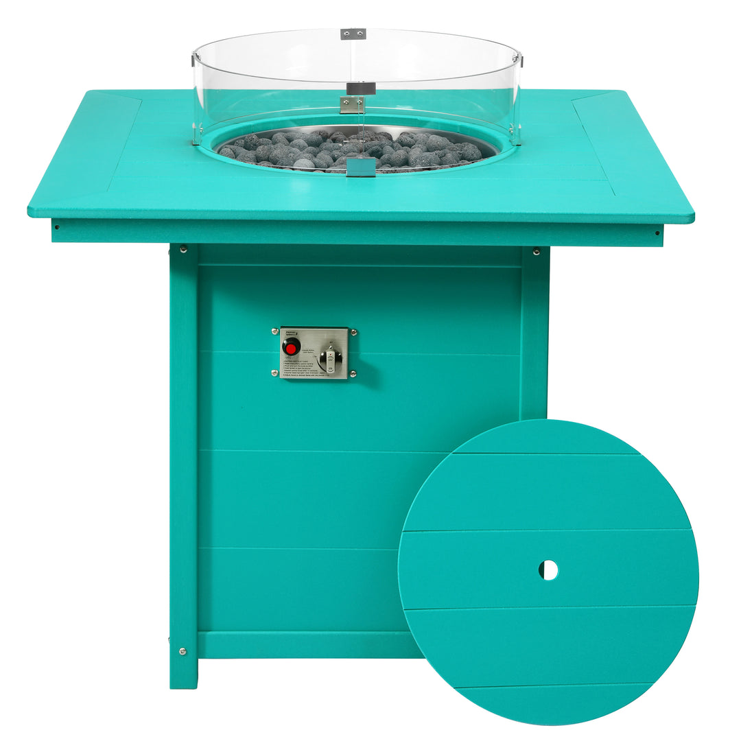 Helios 42" Modern Outdoor Patio Gas Propane Square Fire Pit Table