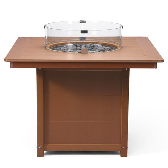Helios Modern Outdoor Patio Propane 42" Square Fire Pit Table