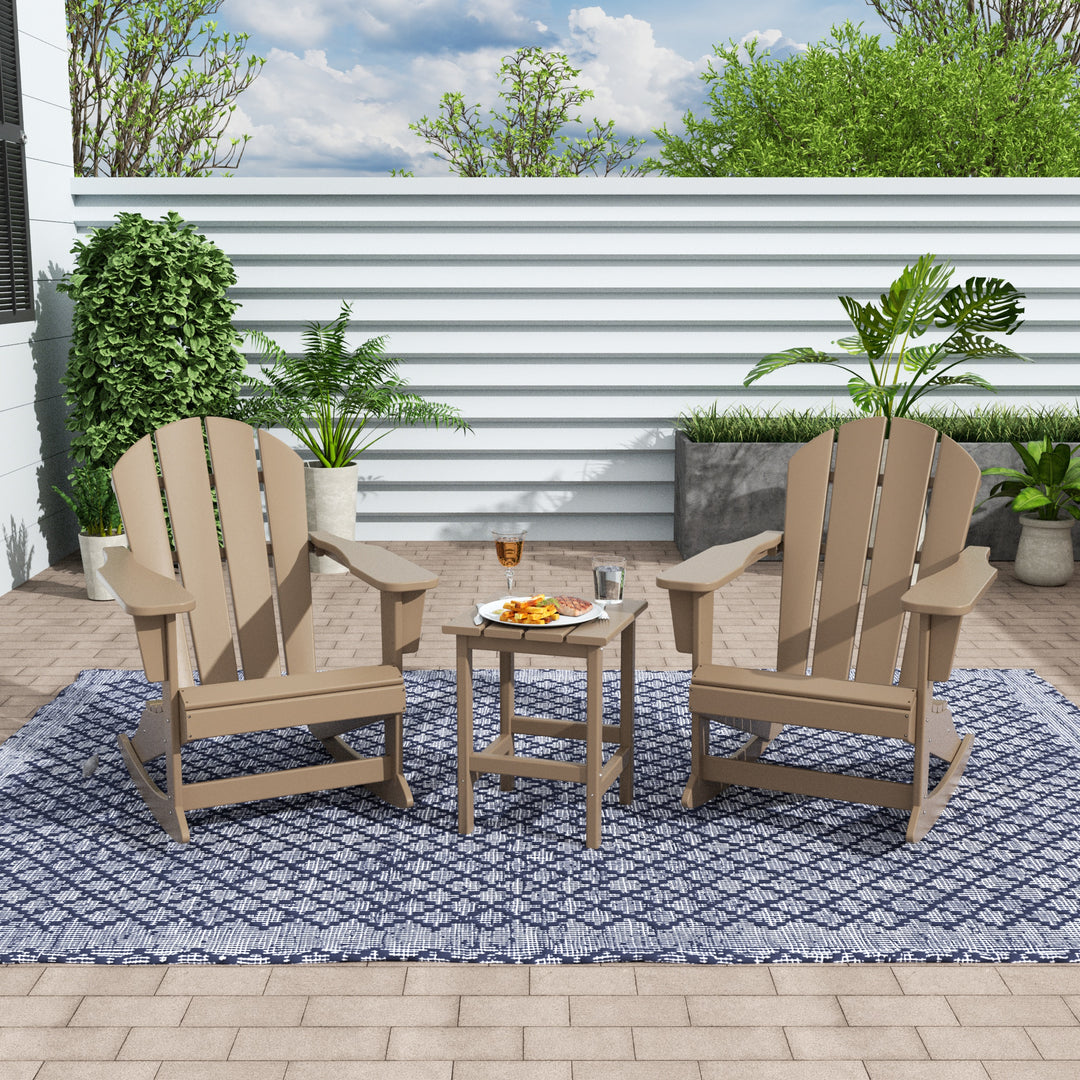 Malibu Westintrends 3-Piece set Outdoor / Patio Poly Adirondack rocking chairs with a side table ( 2 seater )