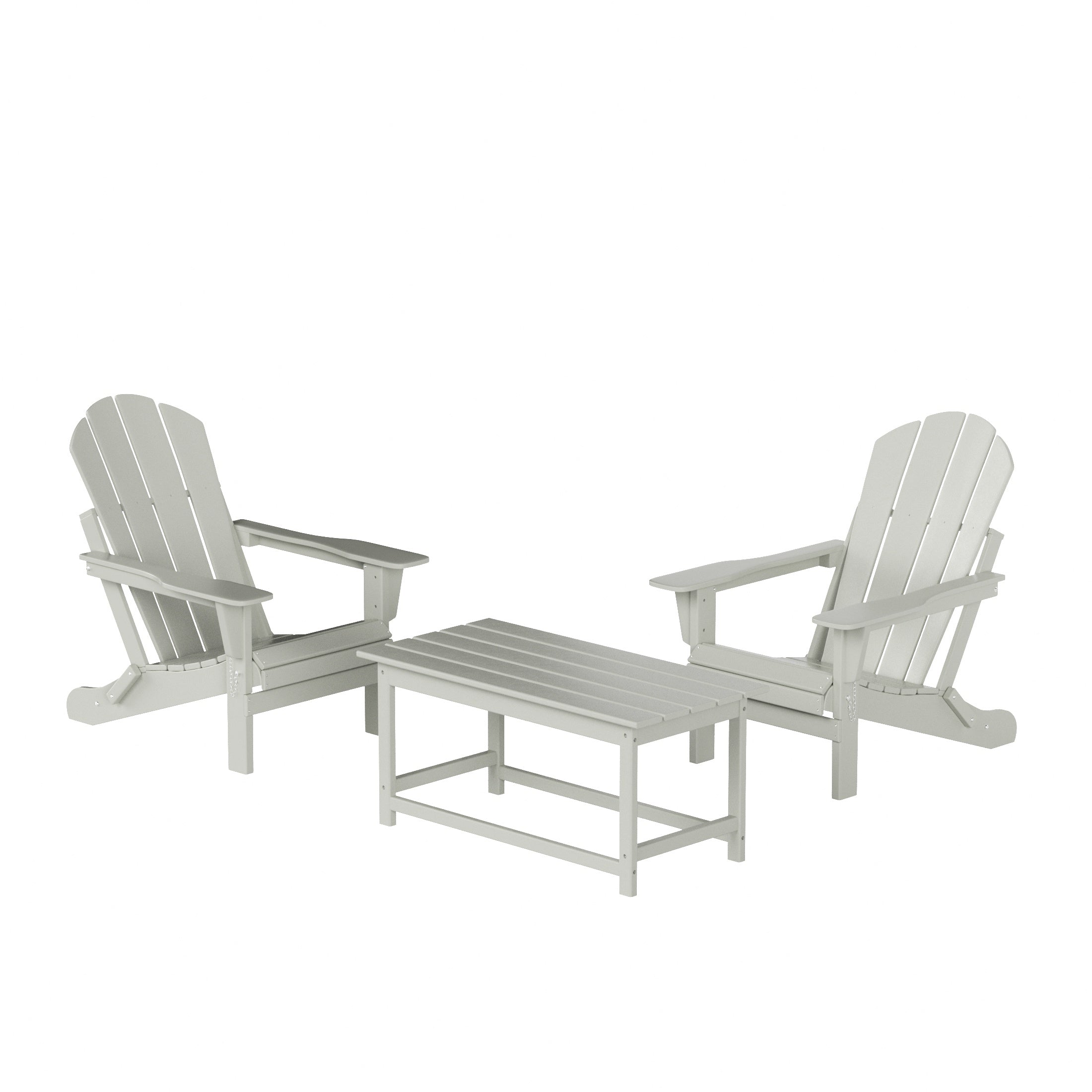 Malibu 3-Piece set Outdoor / Patio Poly Adirondack chair set with a Coffee table ( 2 seater )