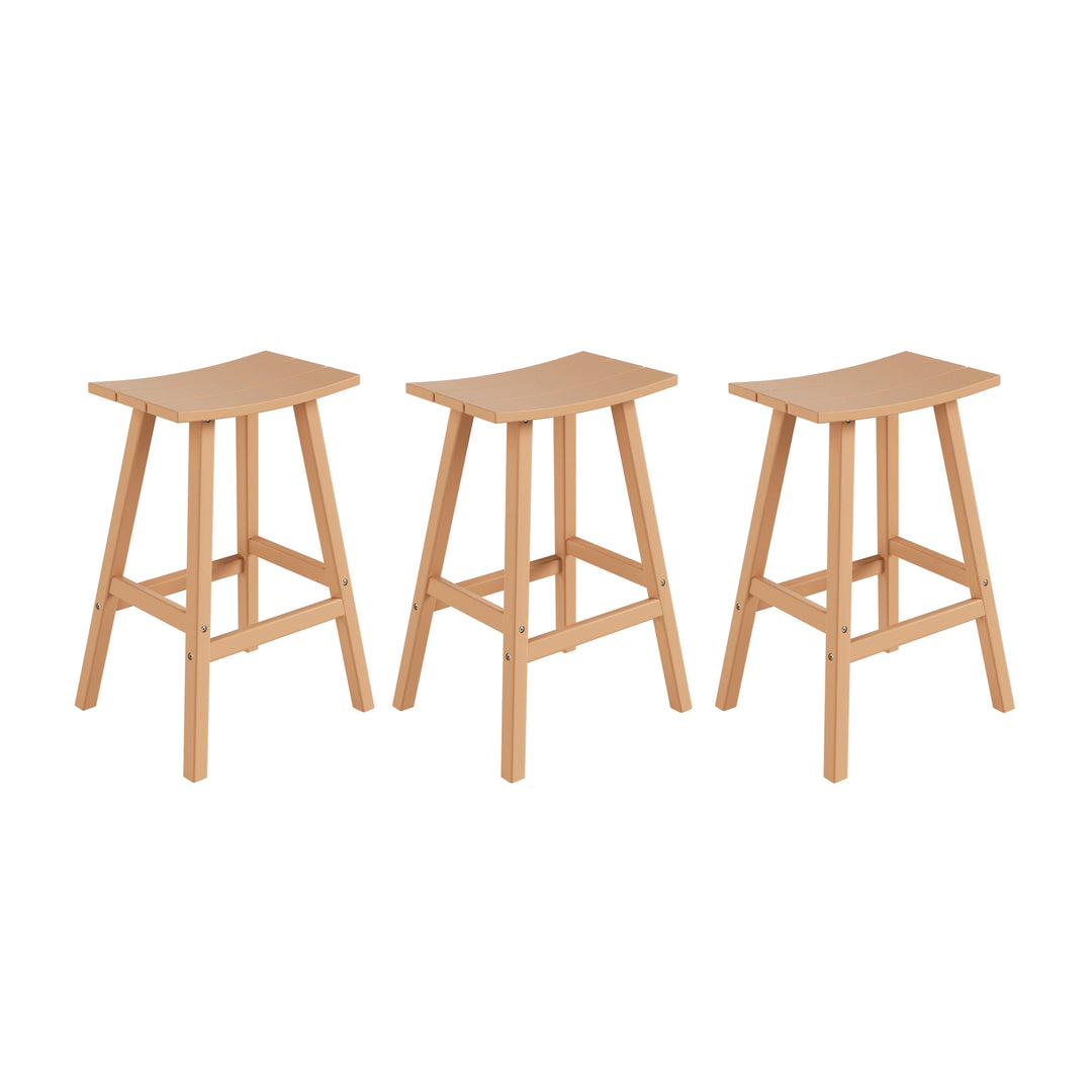 Malibu 29" HDPE Outdoor Patio Bar Height Bar Stools (Set of 3)