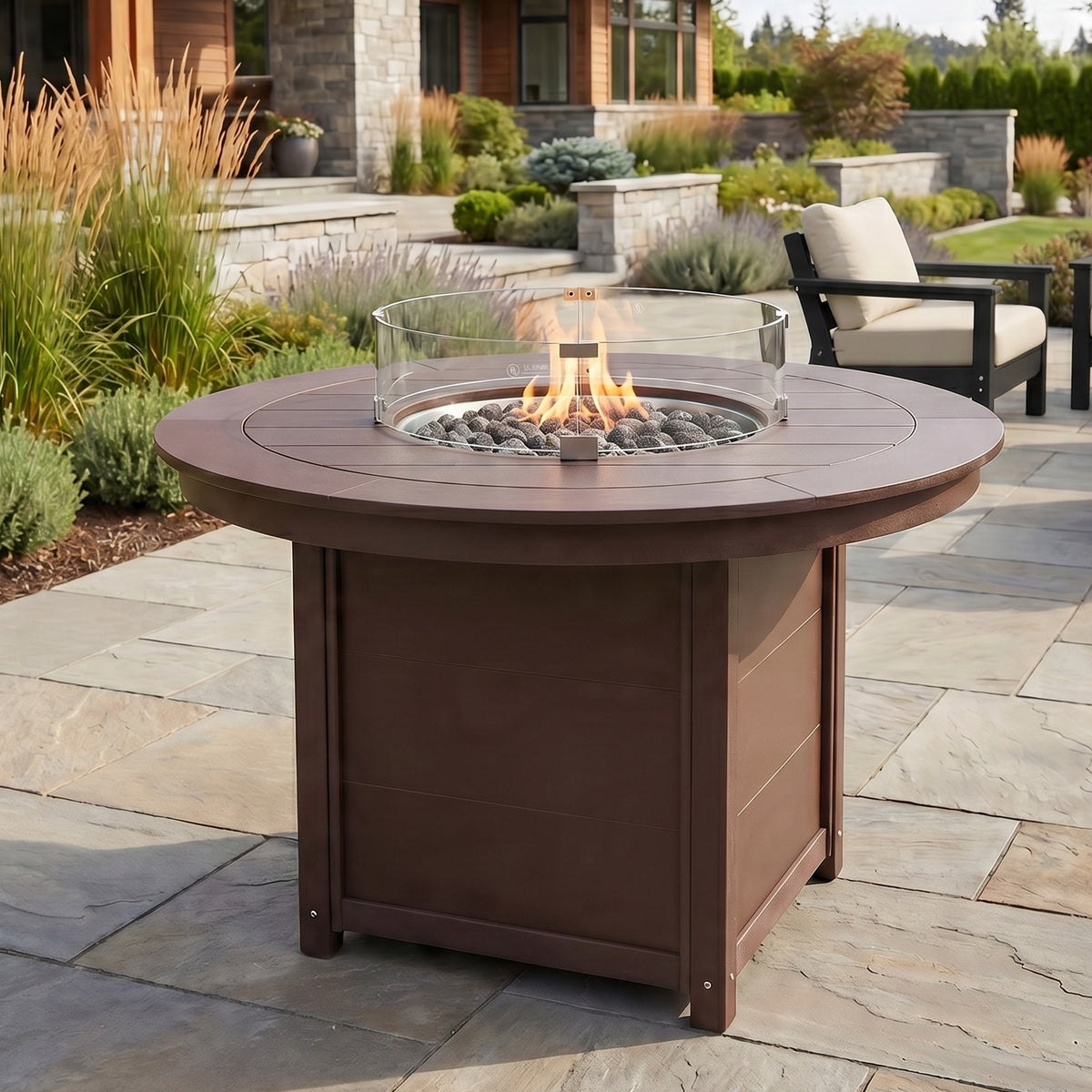 Helios 47" Modern Outdoor Patio Propane Gas Round Fire Pit Table