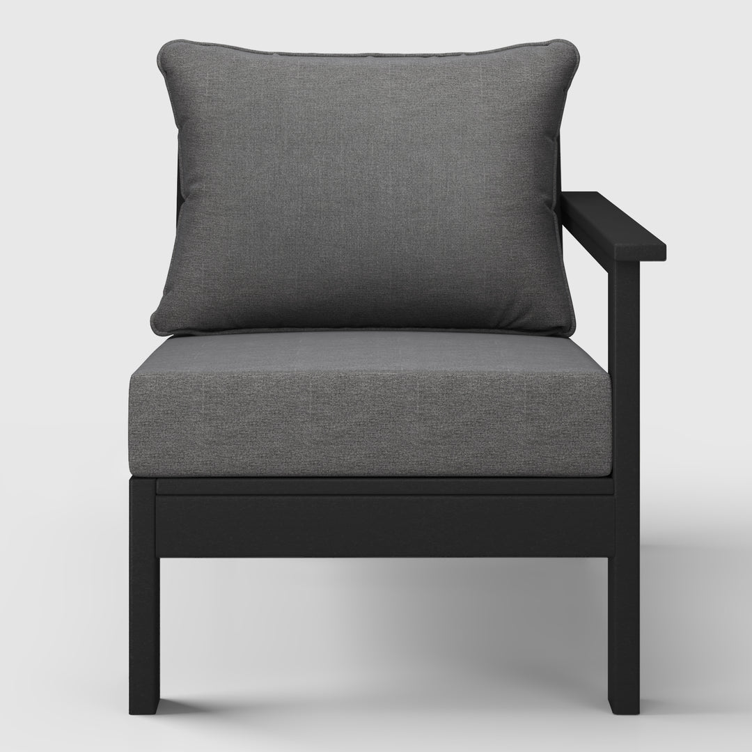 Avalon Outdoor Patio HDPE Right Arm Sectional Corner Club Chair with Patio Cushions