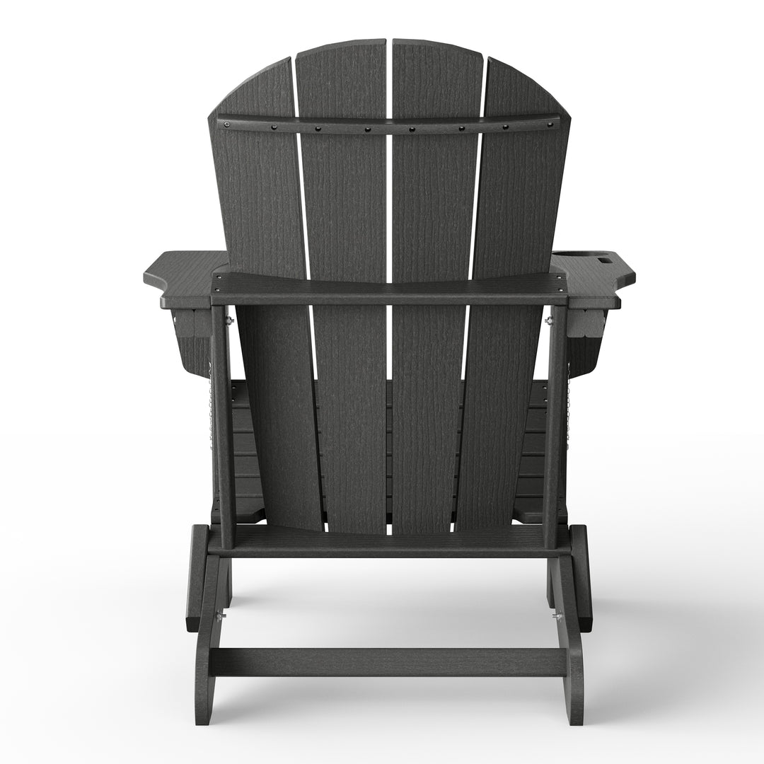 Nantucket Outdoor Patio HDPE Resin Adirondack Chair With Cup Holder and Phone Holder