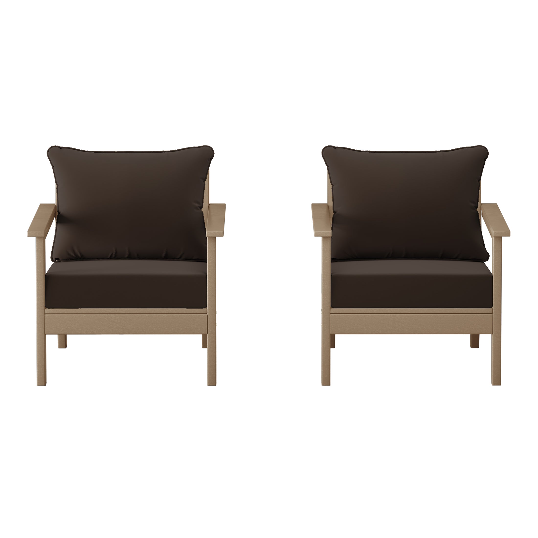 Avalon Outdoor Modern HDPE Patio Club Chairs with Deep Seat Cushions (Set of 2)