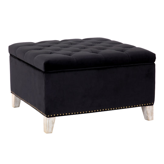 Wordford Square Velvet Tufted Storage Ottoman