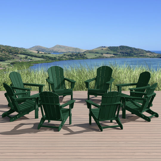 Malibu Outdoor Folding Poly Adirondack Chair (Set of 8)