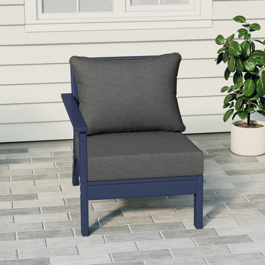 Avalon Outdoor Patio HDPE Left Arm Sectional Corner Club Chair with Patio Cushions
