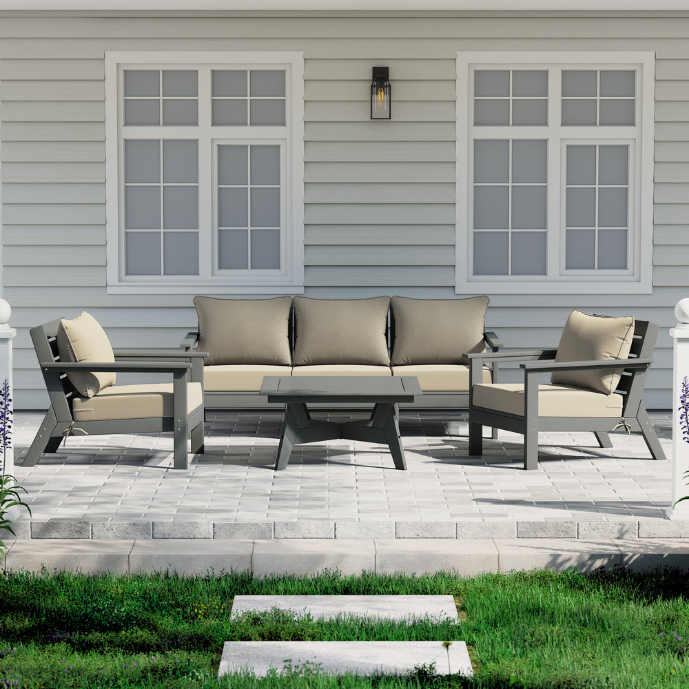 Avalon Outdoor 6-Piece Modular Sectional Patio Furniture Sofa Set in Gray Frame