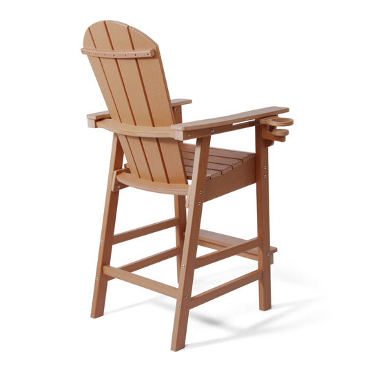 Malibu Outdoor HDPE Tall Adirondack Bar Height Chair With Cup Holder