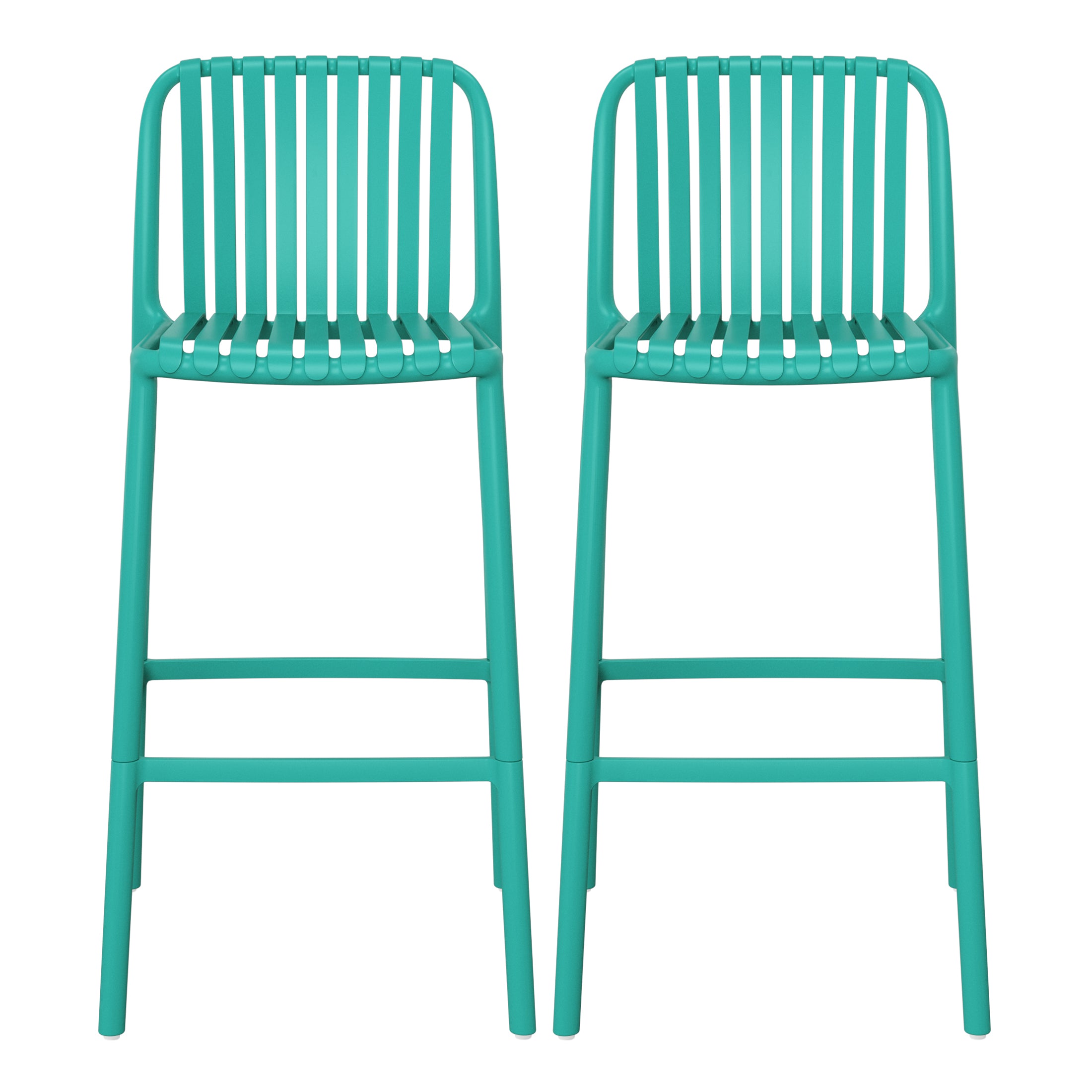 Playa 29.5" Outdoor Modern Polypropylene Plastic Patio Bar Height Stools (Set of 2)