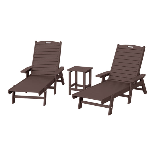 Malibu Poly Reclining Chaise Lounge Set With Table