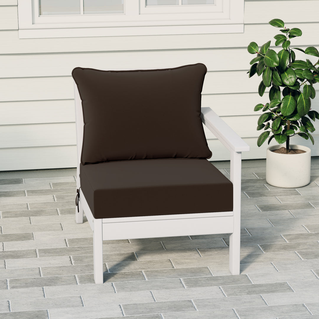 Avalon Outdoor Patio HDPE Right Arm Sectional Corner Club Chair with Patio Cushions