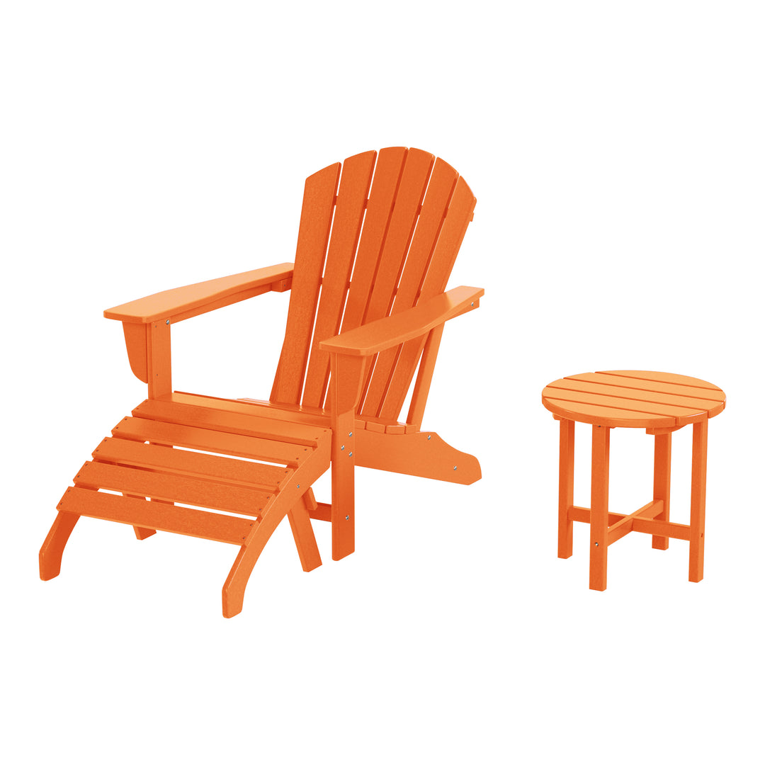 Dylan Outdoor Adirondack Chair With Ottoman And Side Table 3-Piece Set