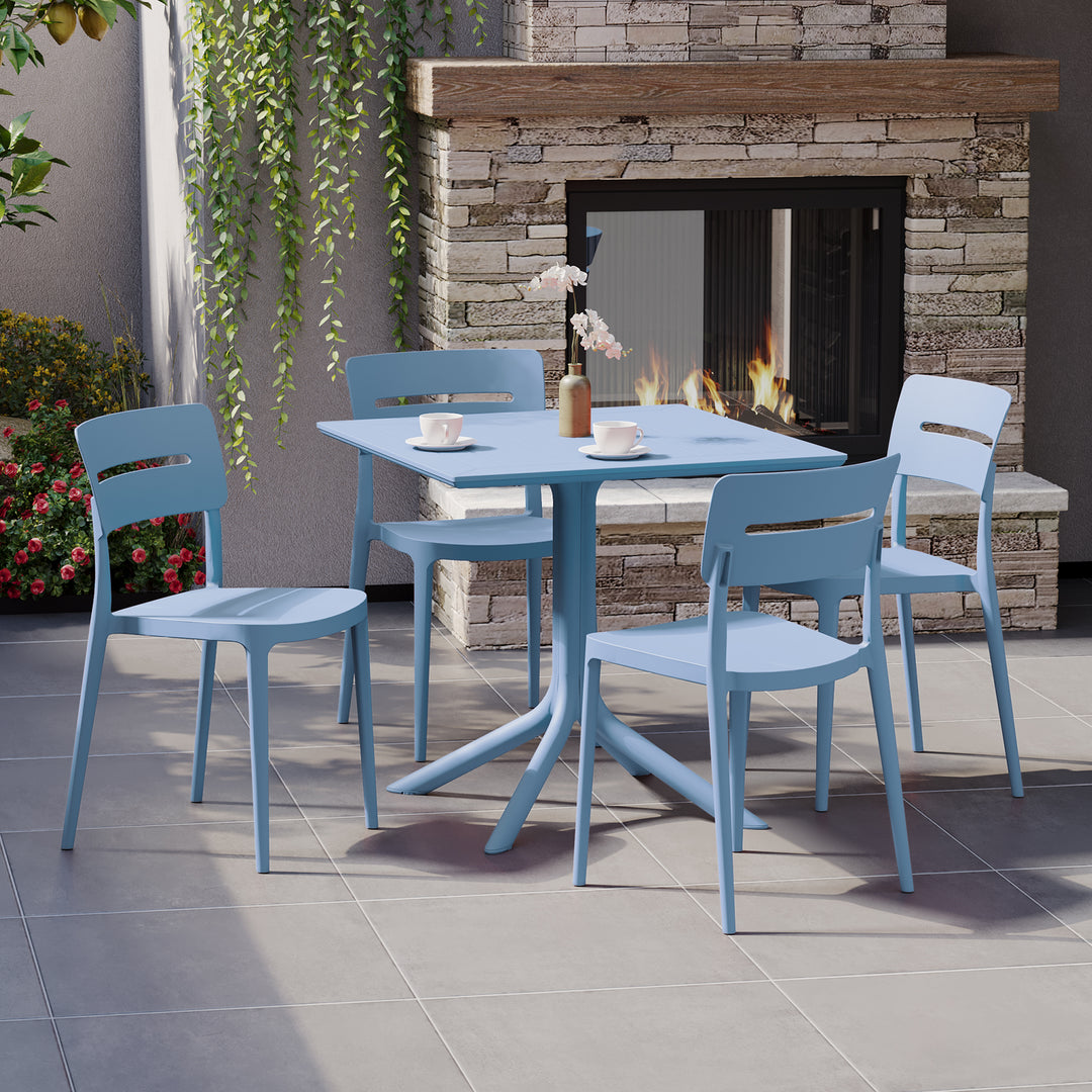 Playa Modern 5-Piece Resin Patio Dining Table Set with Stackable Patio Dining Chairs