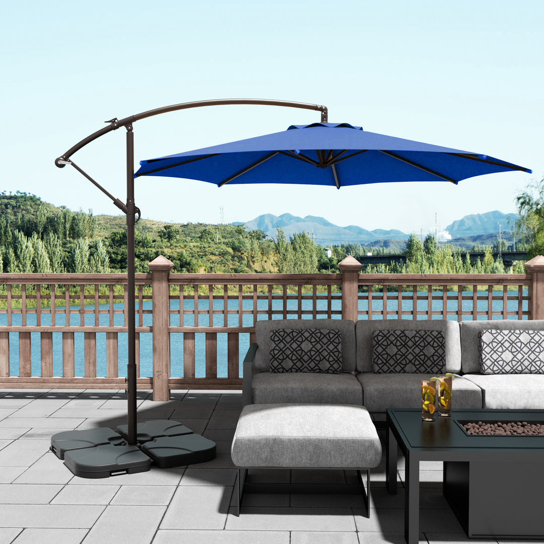 Julia 10 ft. Outdoor / Patio Cantilever Hanging Umbrella with weight base kit