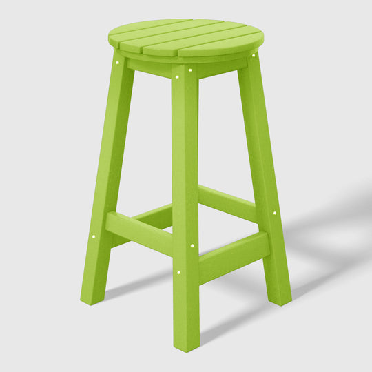 Malibu 24" HDPE Outdoor Patio Round Counter Height Bar Stool Set of 3