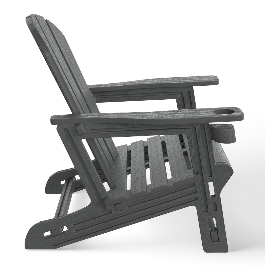Azura 3-Piece HDPE Plastic Adirondack Patio Chairs With 18" Square Side Table Set