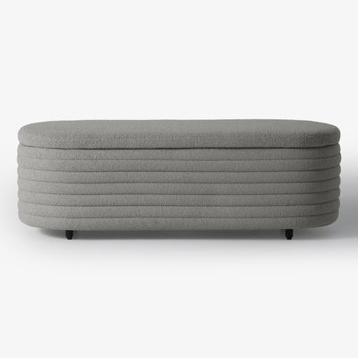 Alexandria 54" Wide Mid-Century Modern Upholstered Teddy Sherpa Tufted Oval Storage Ottoman Bench