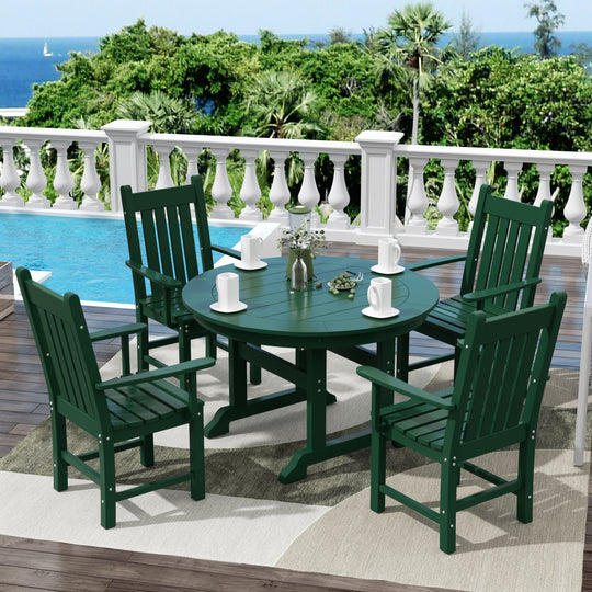 Malibu 5 Piece Outdoor Patio Dining Set Outdoor Round Table and Armchair Set