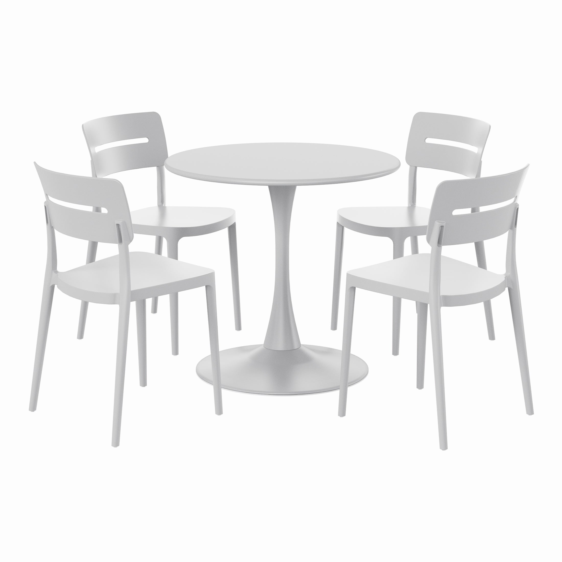 Playa 5-Piece Outdoor Indoor Round Metal Patio Dining Table Set With Stackable Patio Chairs