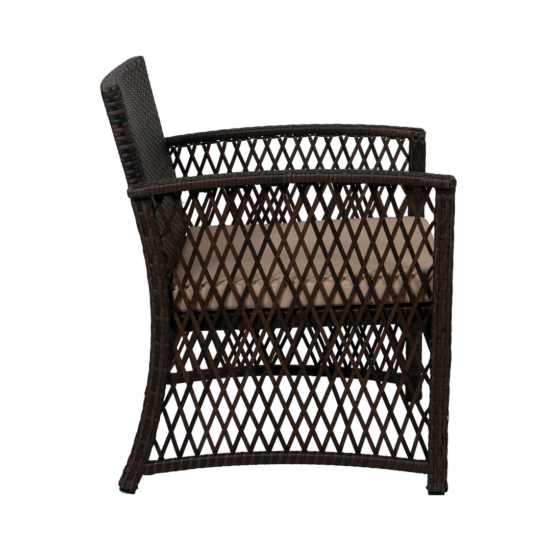 Melvi 4-Piece Outdoor Patio Wicker Conversation Set, Coffee