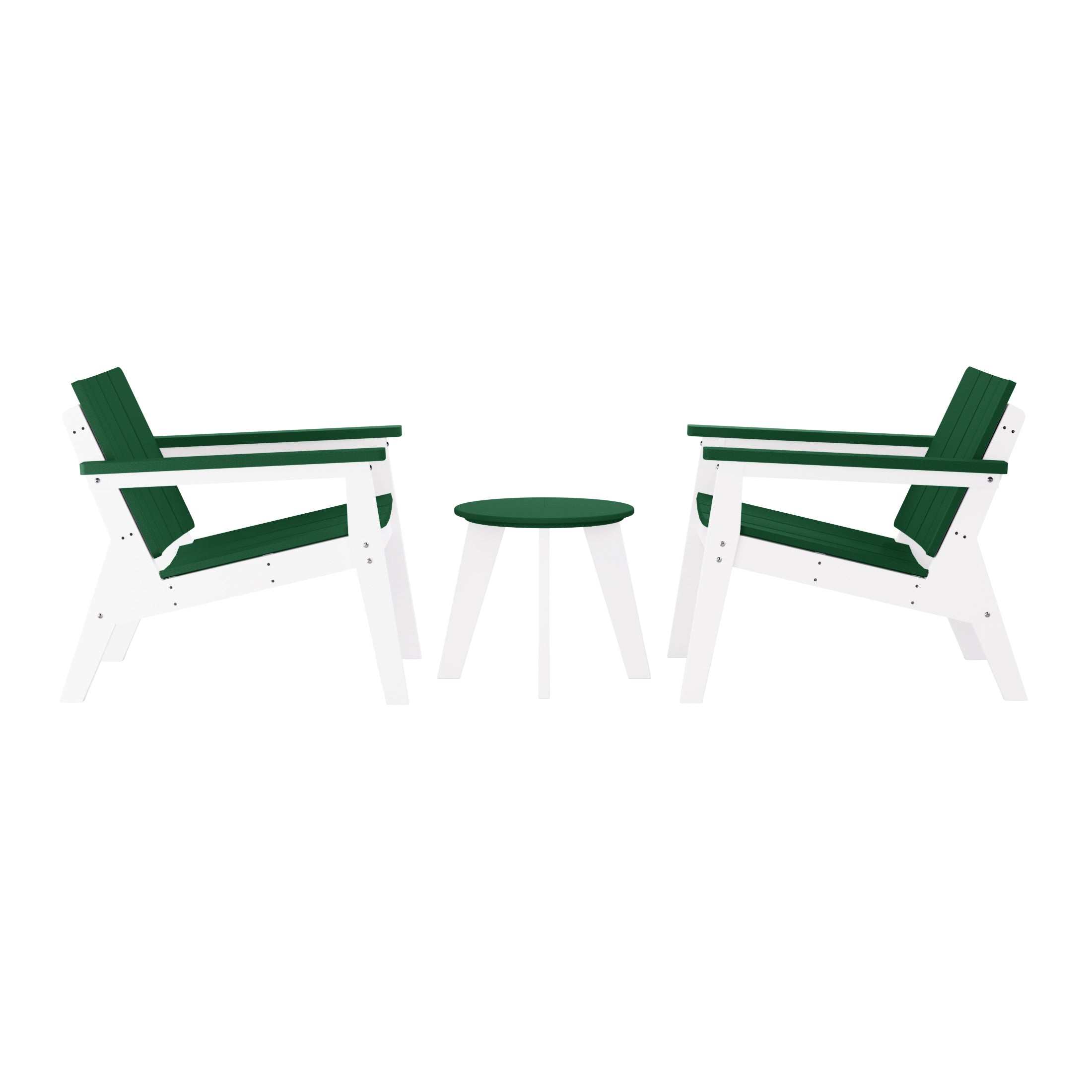 Pacifica 3-Piece Outdoor HDPE Conversation Set with Deep Seating Chairs and Round Side Table