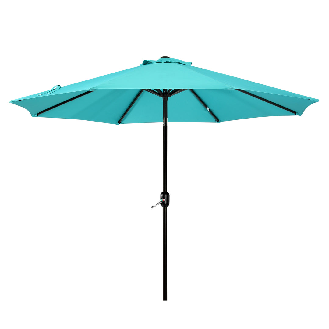 Paolo 9 ft. Patio Table Umbrella with Bronze color round free standing weight base kit