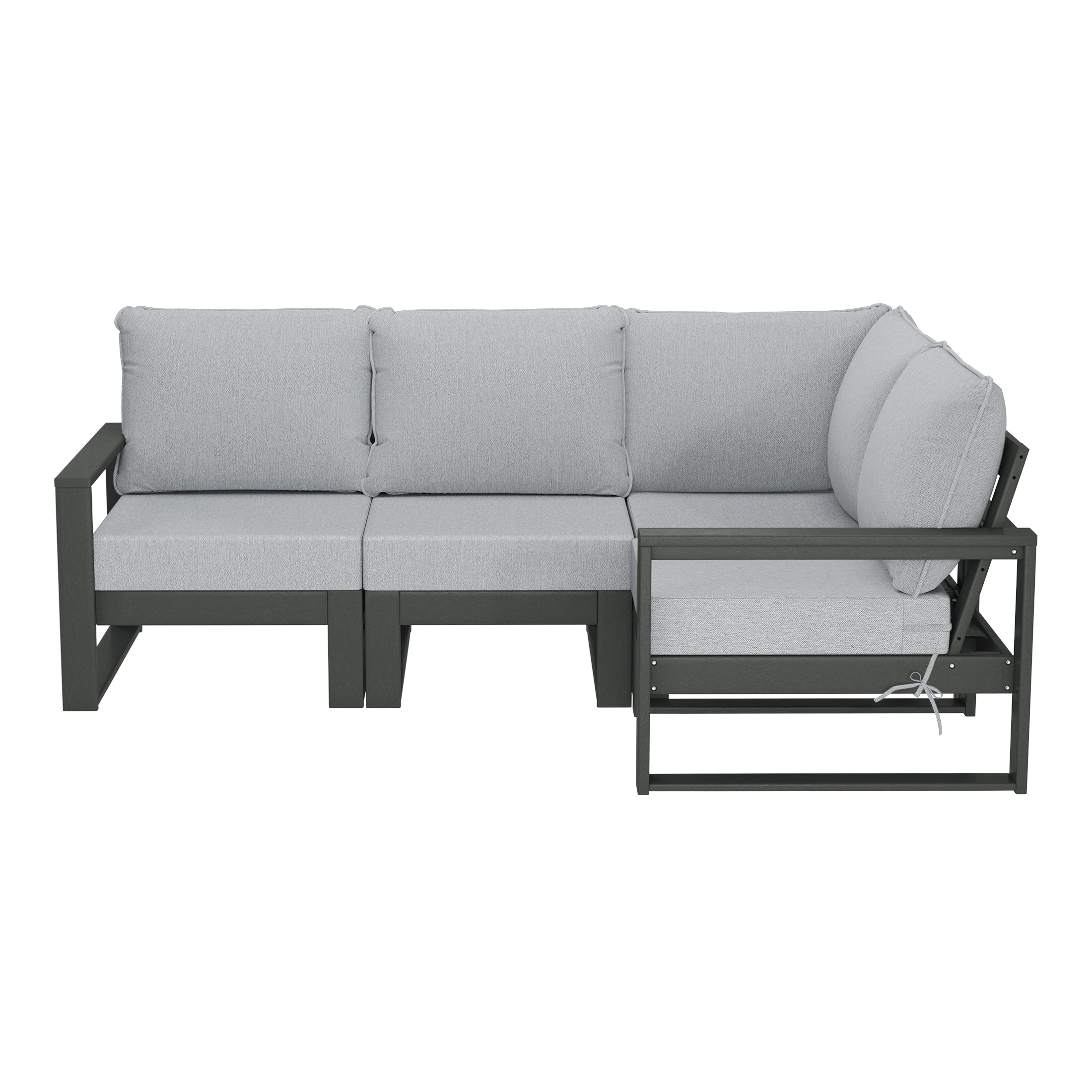Montara Outdoor 4-Piece HDPE L-Shaped Modular Patio Sofa Furniture Set