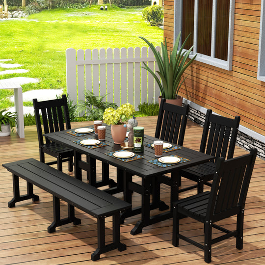Malibu 6-Piece Outdoor Patio Dining Set Outdoor Table and Bench Chair Set