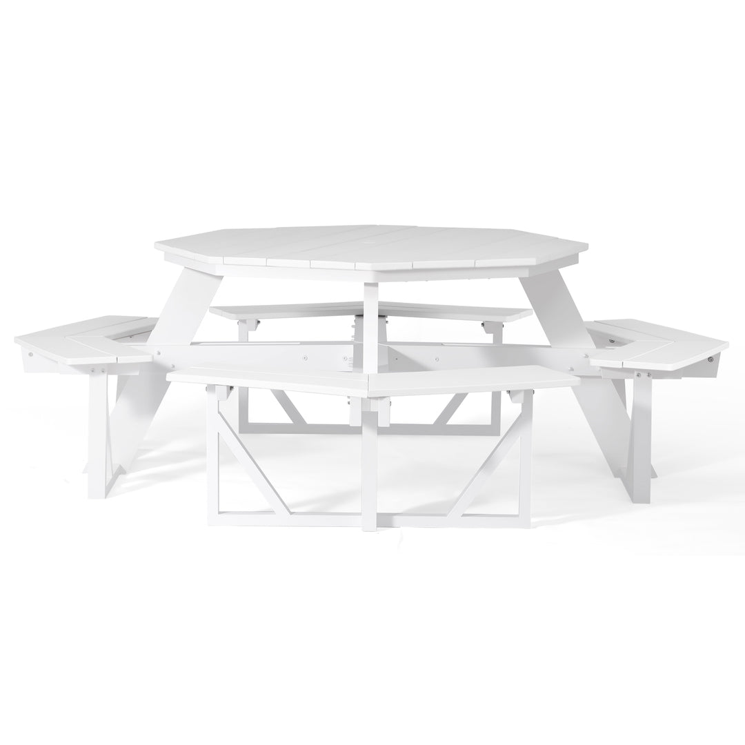 Outdoor 48" HDPE 8-Person Patio Octagon Picnic Table