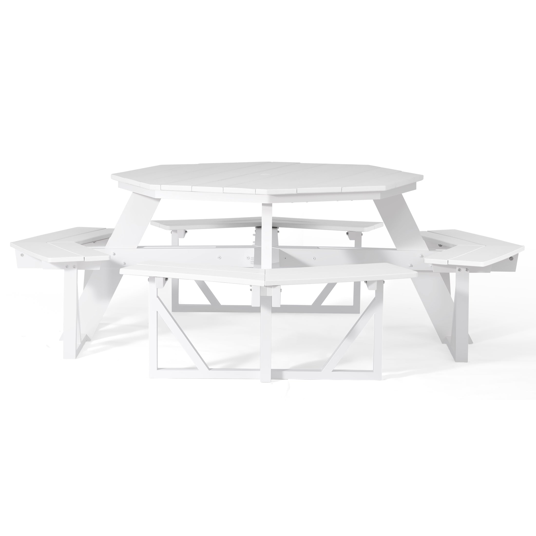Greenville Outdoor 48" HDPE 8-Person Patio Octagon Picnic Table