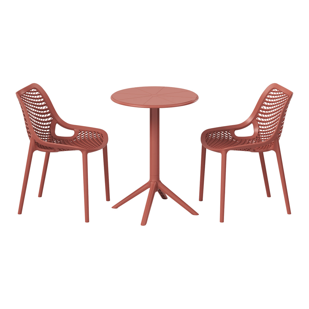 Playa 3-Piece Outdoor Resin Patio Bistro Set with Stackable Patio Dining Side Chairs