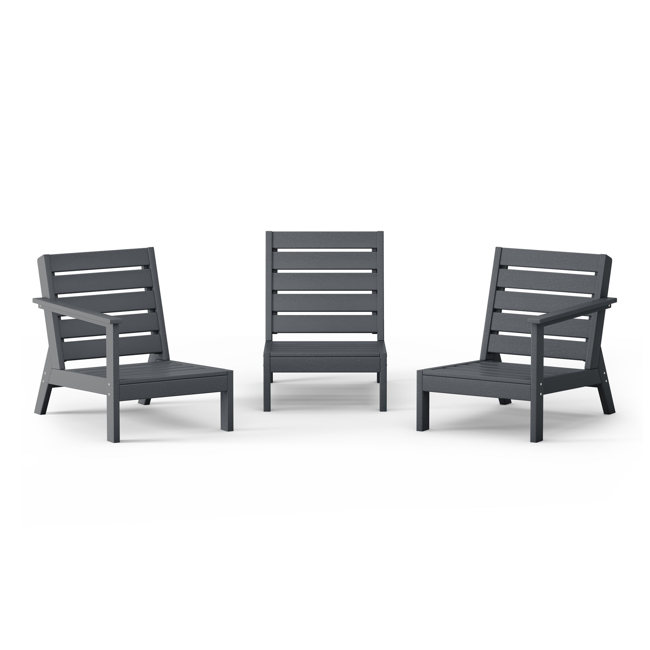 Avalon Outdoor Patio 3-Piece HDPE Deep Seating Sectional Sofa