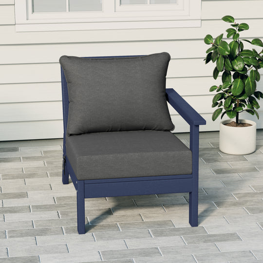 Avalon Outdoor Patio HDPE Right Arm Sectional Corner Club Chair with Patio Cushions
