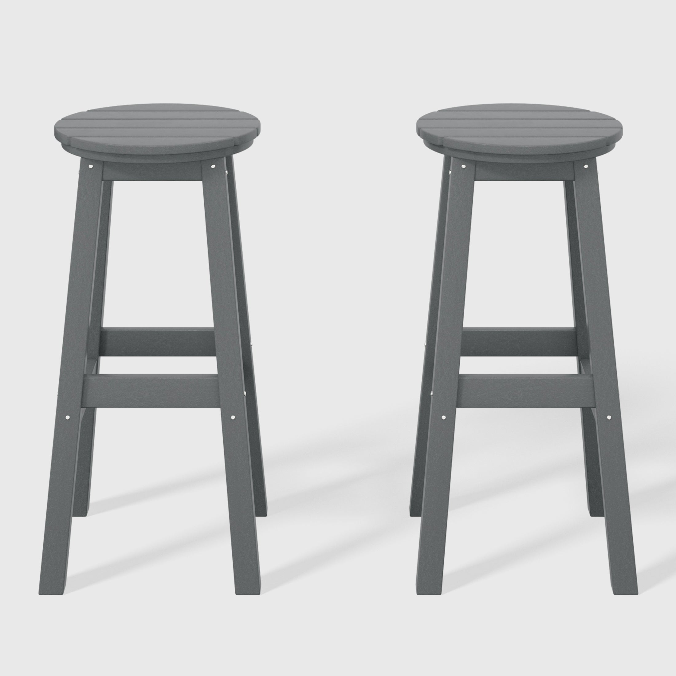 Malibu 29" HDPE Outdoor Patio Round Bar Stool Set of 2