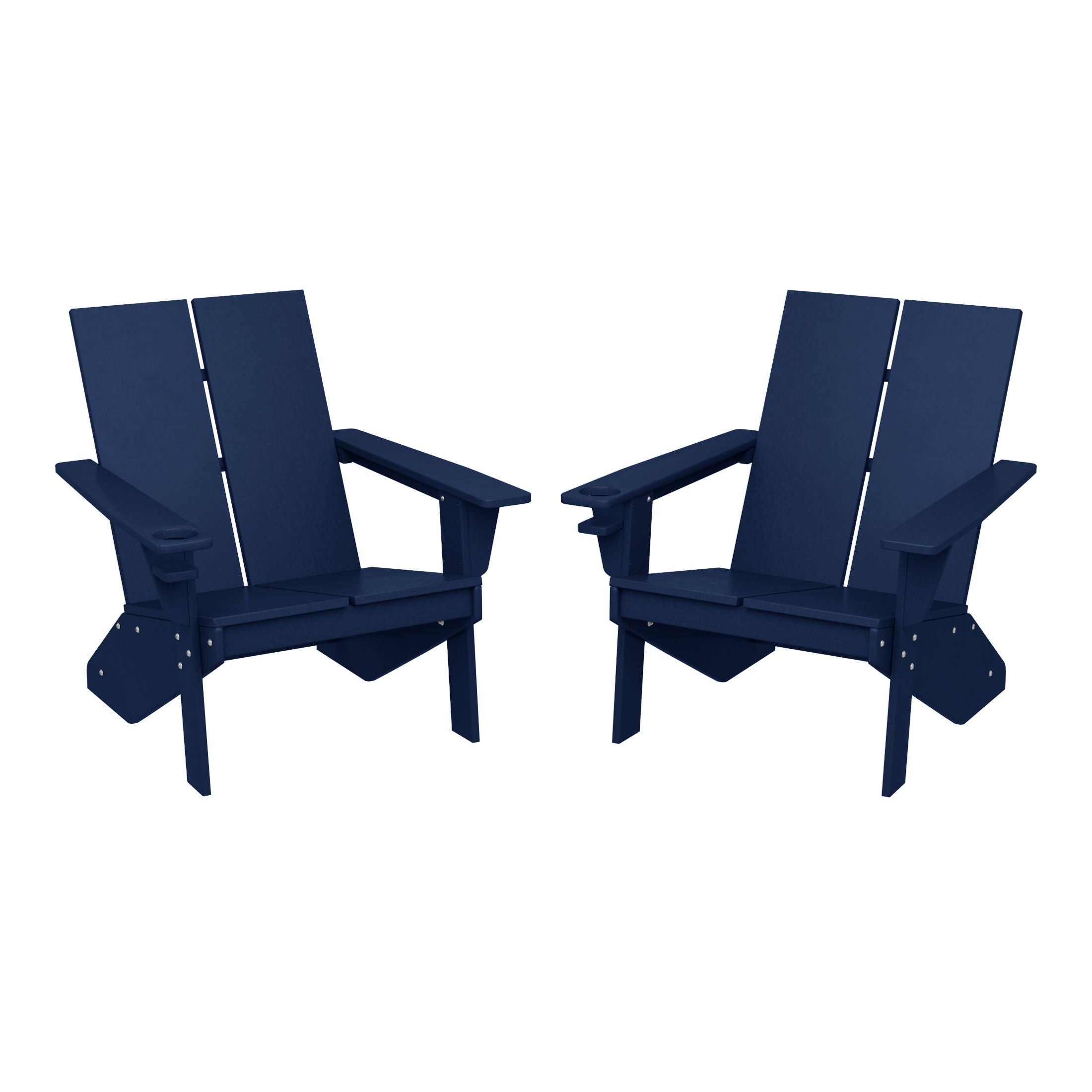 Riviera Outdoor HDPE Modern Adirondack Chair with Cup Holder (Set of 2)
