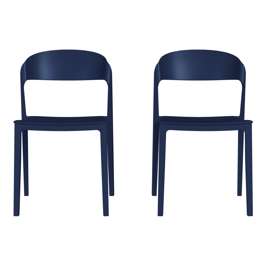 Playa Outdoor Modern Stackable Plastic Patio Bistro Dining Side Chairs (Set of 2)