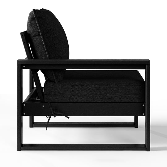Outdoor HDPE Left Arm Sectional Patio Corner Club Chair with Patio Cushions
