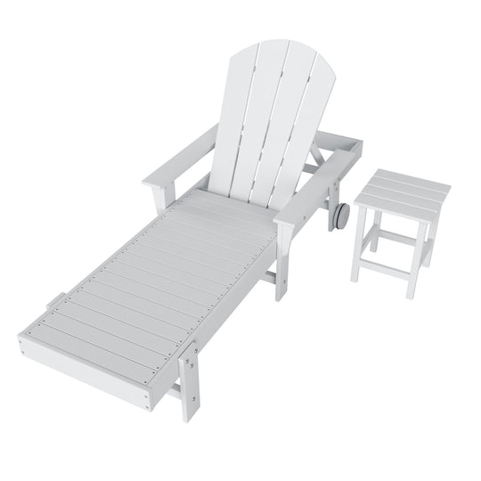 Malibu 2 Piece Adirondack Poly Reclining Chaise Lounge With Arms & Wheels