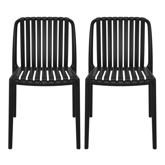 Playa Outdoor Stackable Polypropylene Plastic Dining Side Chairs (Set of 2)