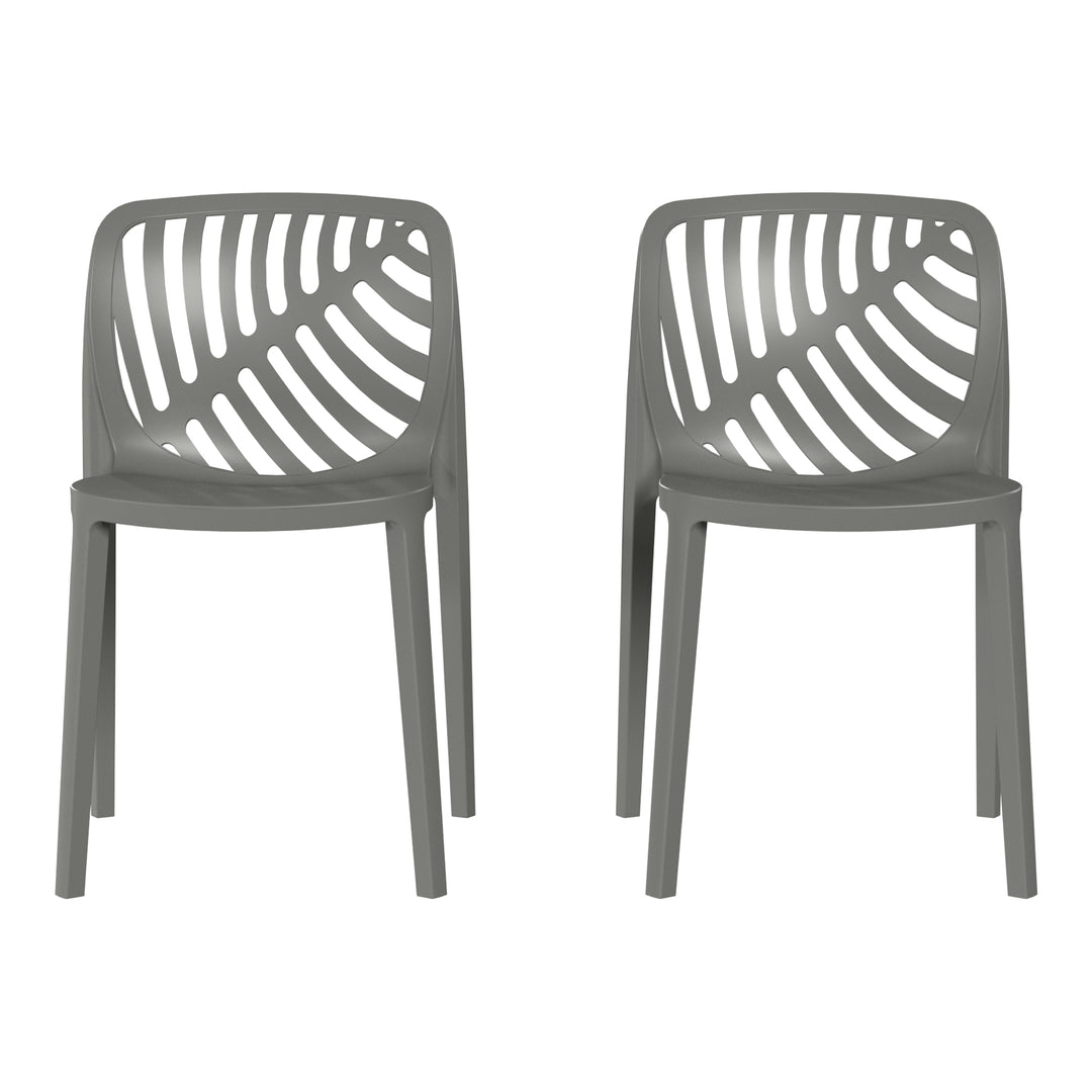 Playa Outdoor Modern Stackable Polypropylene Plastic Patio Bistro Dining Side Chairs (Set of 2)
