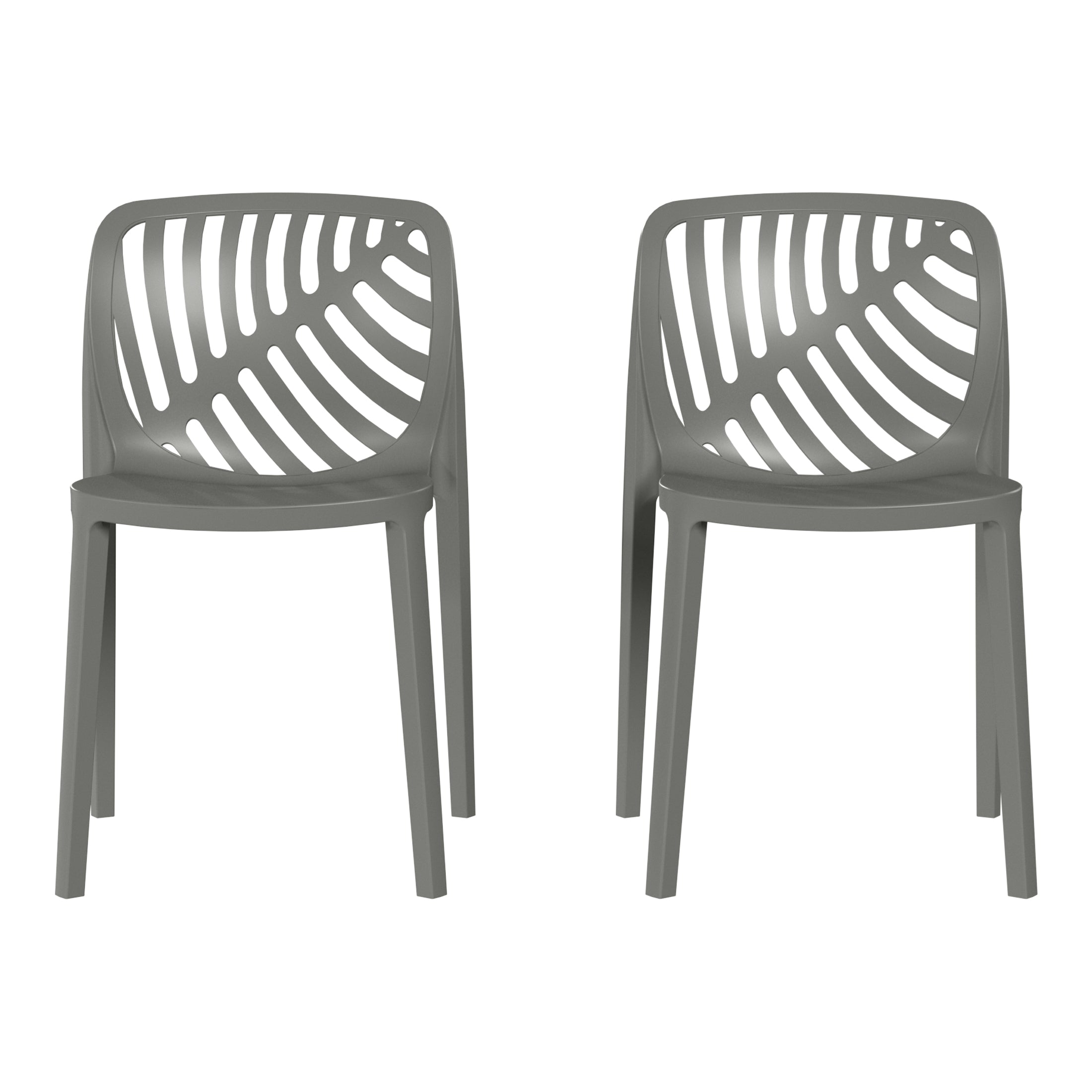 Playa Outdoor Modern Stackable Polypropylene Plastic Patio Bistro Dining Side Chairs (Set of 2)
