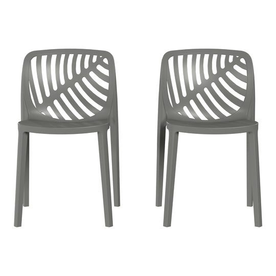 Playa Outdoor Modern Stackable Polypropylene Plastic Patio Bistro Dining Side Chairs (Set of 2)