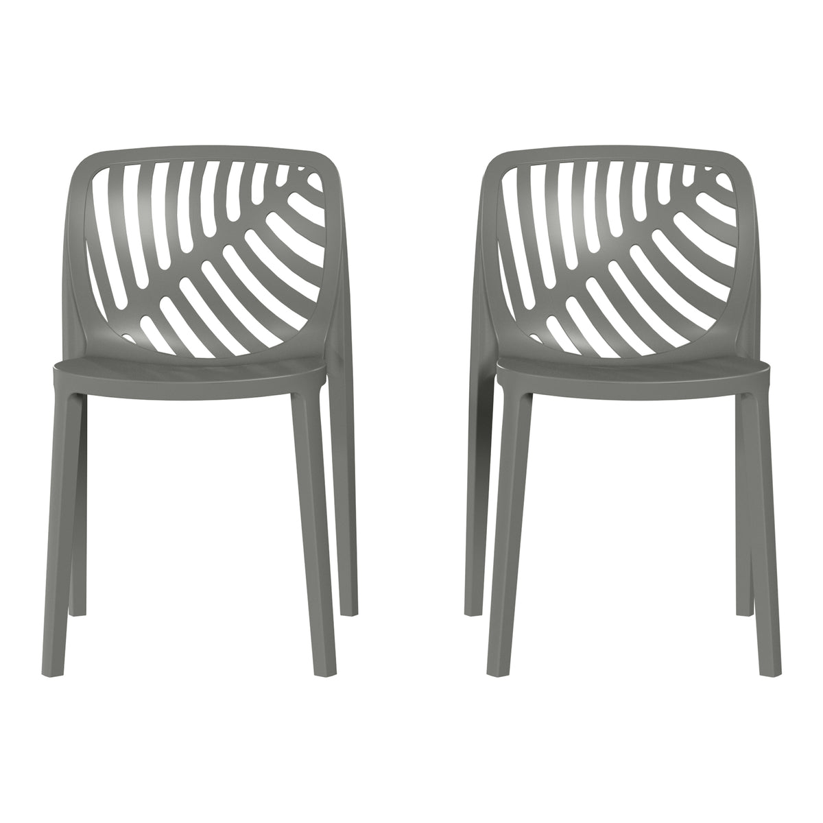 Playa Outdoor Modern Stackable Polypropylene Plastic Patio Bistro Dining Side Chairs (Set of 2)