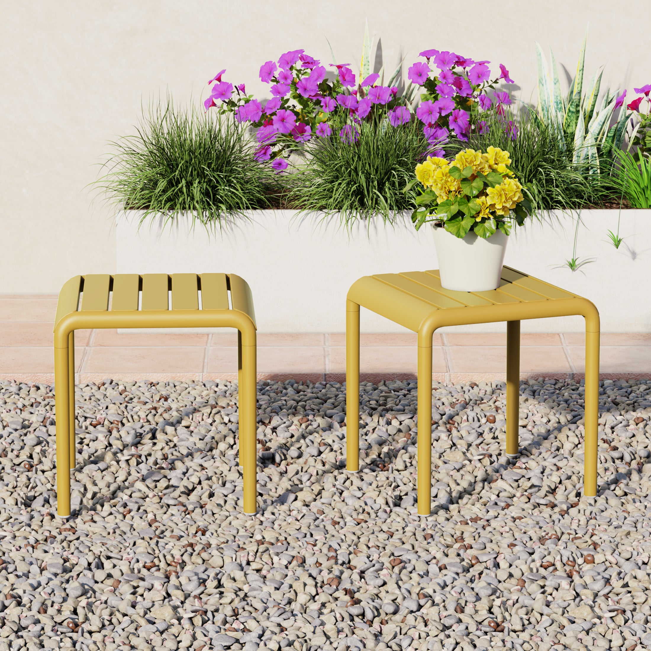 Playa Plastic Modern Outdoor Patio Accent Side Tables (Set of 2)