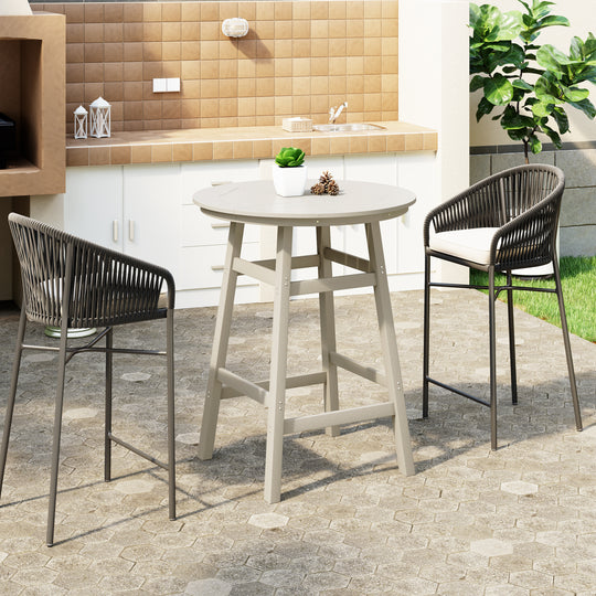 Malibu Outdoor 35" HDPE Round Patio Bar Height Table