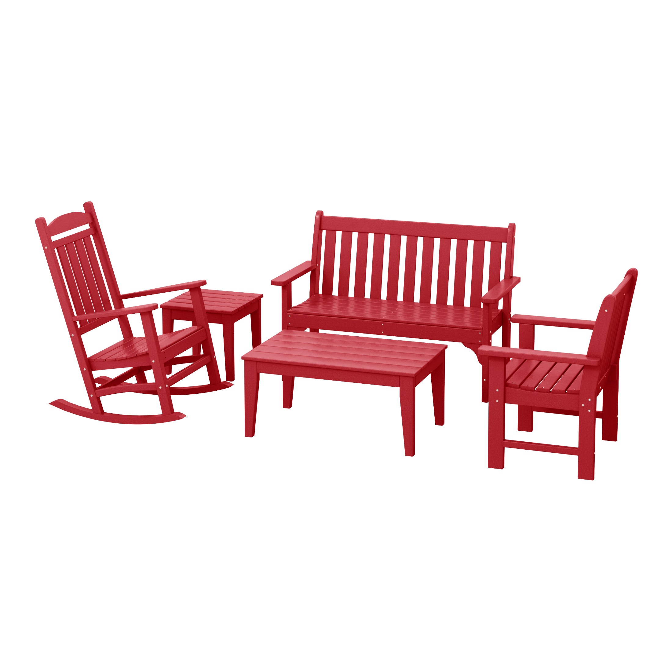 Malibu 5-Piece HDPE Outdoor Patio Furniture Couch and Rocking Chair Set