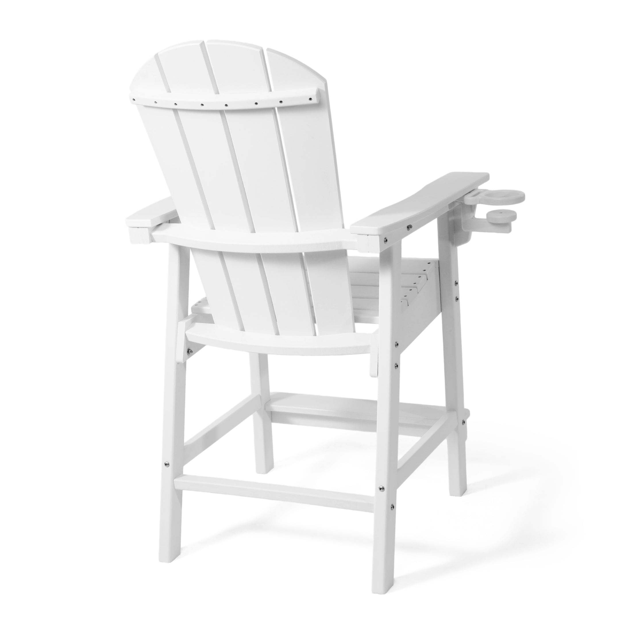 Malibu Outdoor HDPE  Tall Adirondack Counter Height Bar Chair With Cup Holder